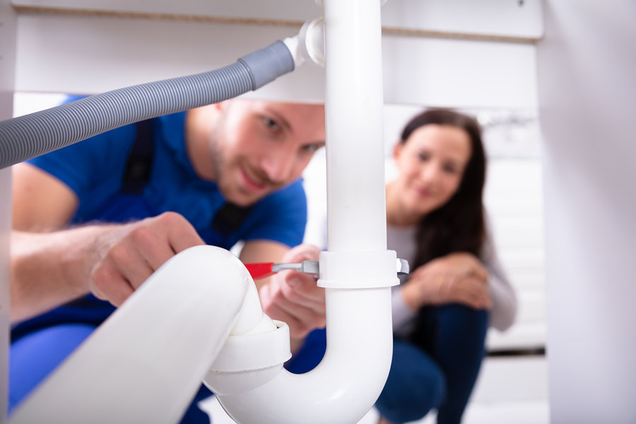 Kitchen sink plumbing and garbage disposal connections