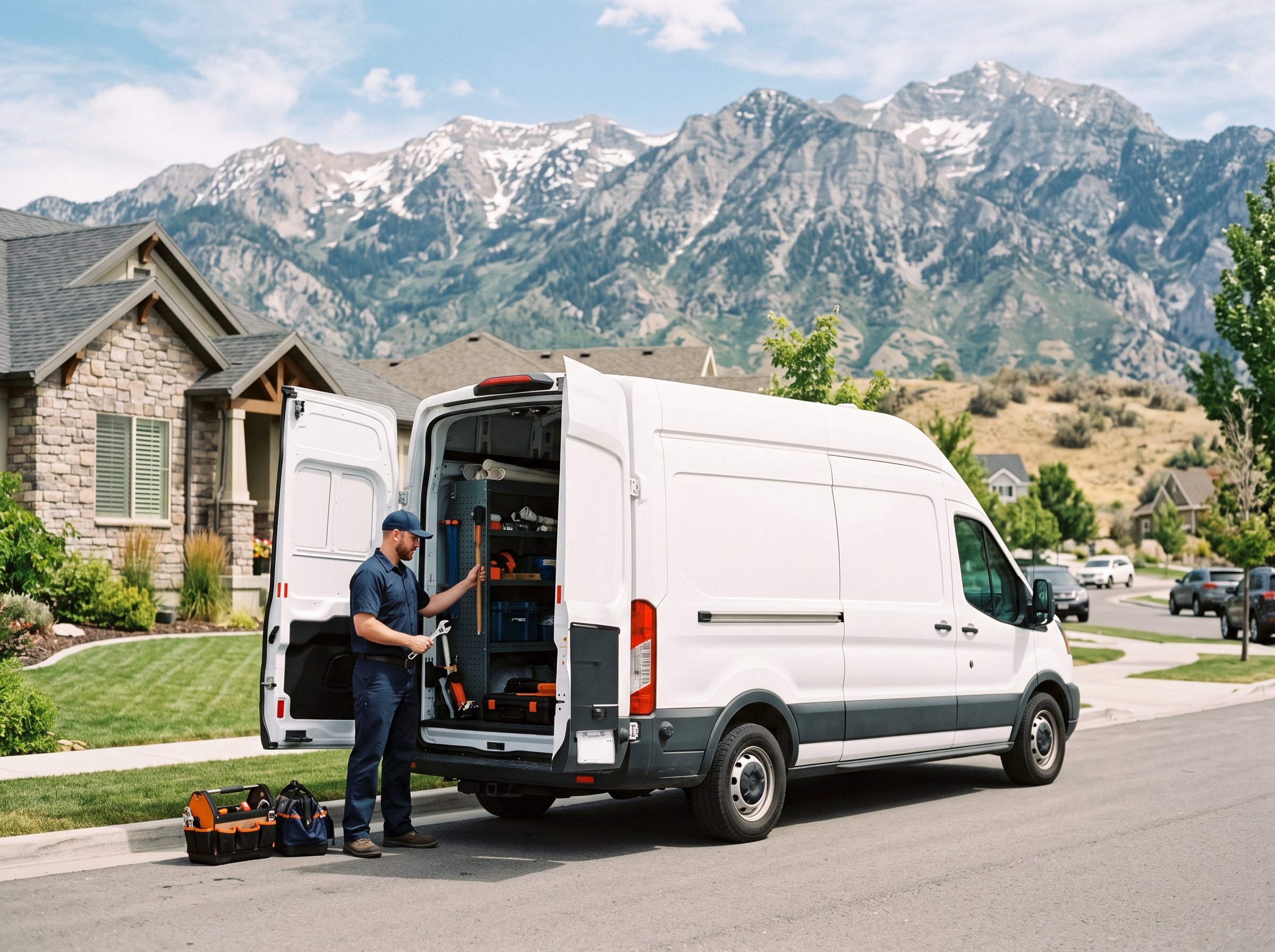 Jetstar Plumbing and Drains service van stocked for a drain and sewer call in West Jordan, UT